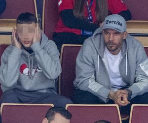 Lukas Podolski z synem na meczu Niemcy - Norwergia