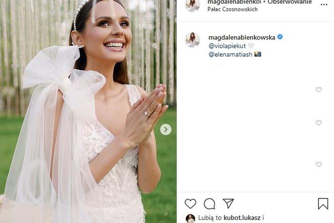 Magdalena Bieńkowska w sukni ślubnej