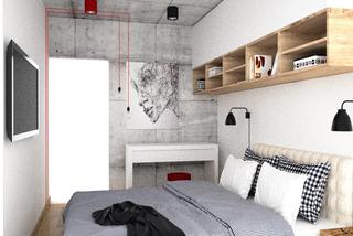 Mała sypialnia - beton we wnętrzu