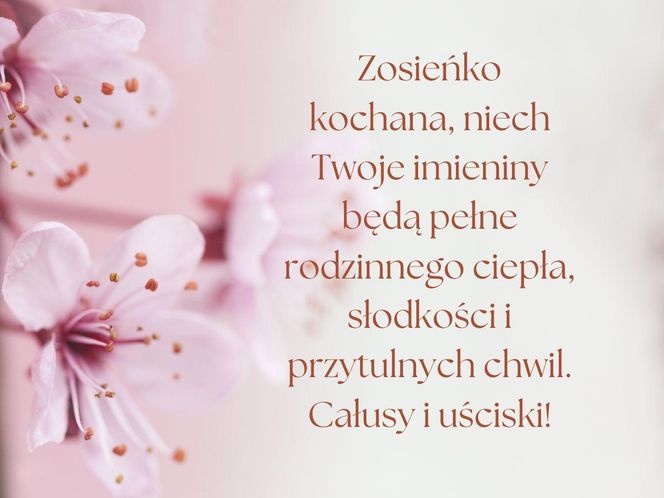 Kartka z życzeniami na imieniny Zosi