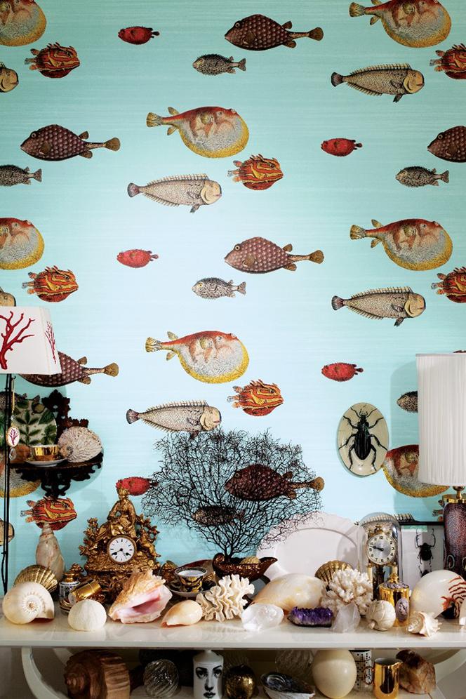 Piękna tapeta z kolorowymi rybami w stylu marynistycznym