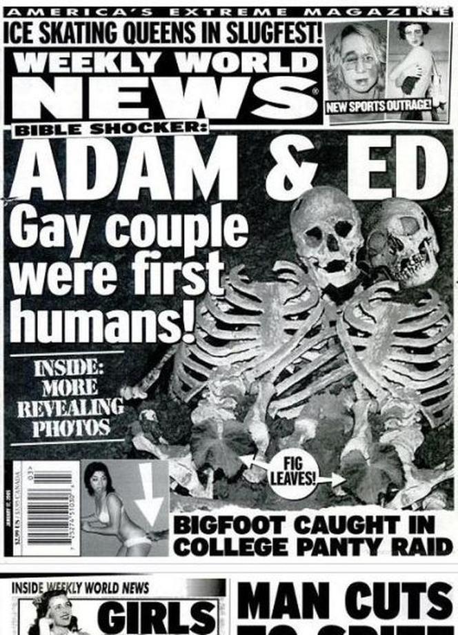 World Weekly News: Adam i Ewa byli gejami - to Adam i Ed