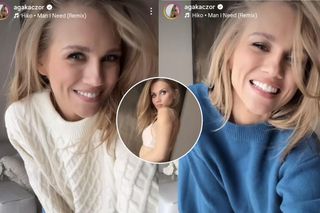 Kaczorowska w spodniach i staniku. Tak reklamowała swetry za 600 złotych