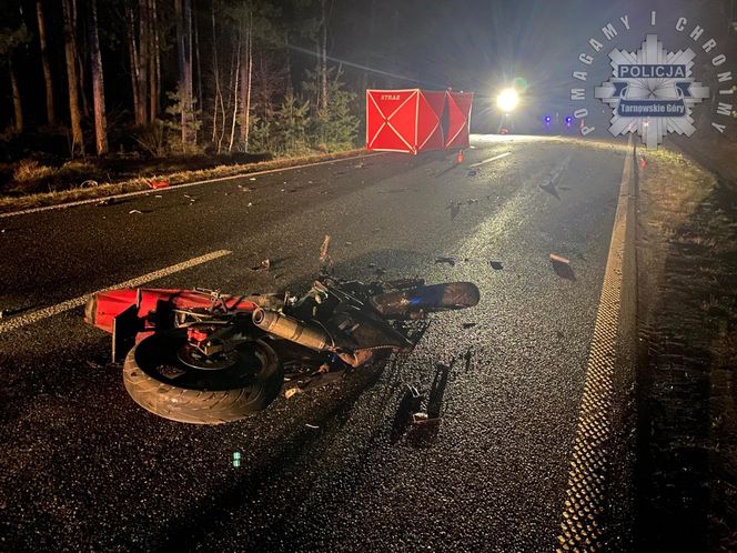 Śmiertelny wypadek pod Tarnowskimi Górami. 18-letni motocyklista nie żyje