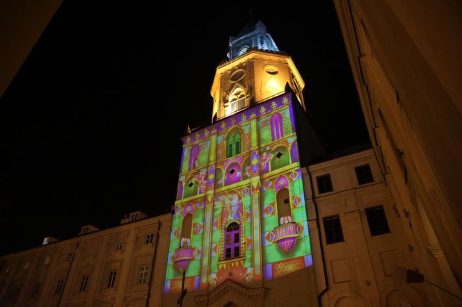 Iluminacja świąteczna na Wieży Trynitarskiej w Lublinie 2024