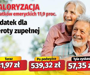  Waloryzacja dodatków emeryckich 11,9 proc.