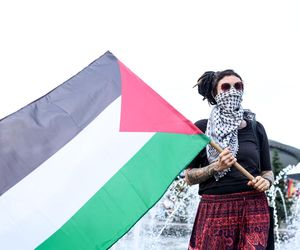 Protesty przed Polska - Izrael na Eurobasket 2025