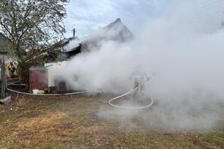 Pożar garażu przy ul. Gruszowskiej w Dąbrowie Tarnowskiej