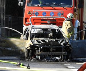 Truskaw. Auto stanęło w ogniu, kierowca się palił