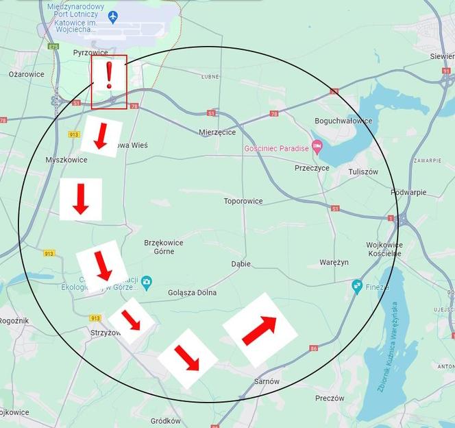 Utrudnienia na drodze do lotniska w Pyrzowicach