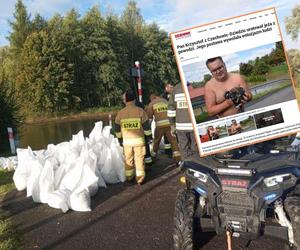 Bohater... ubrany jedynie od pasa w dół? Pan Krzysztof z Czechowic-Dziedzic heroicznym czynem uratował jeża z powodzi