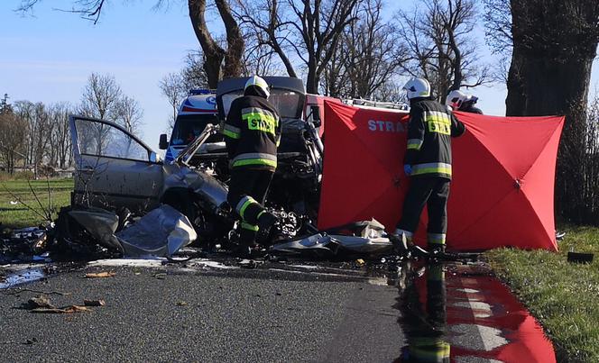 Tragedia pod Nakłem. Kierowca roztrzaskał się na drzewie