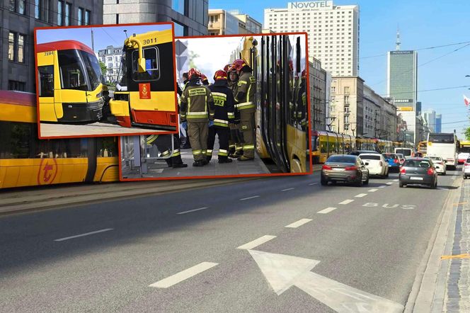 Zderzenie tramwajów w centrum Warszawy. 13 osób rannych, ruch tramwajowy wstrzymany
