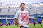 Robert Lewandowski na meczu Polska - Mołdawia