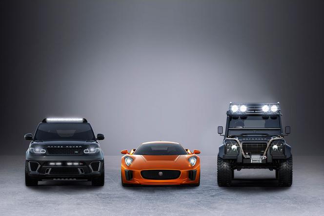Land Rover Defender, Range Rover Sport SVR, Jaguar C-X75 - auta z filmu "Spectre"