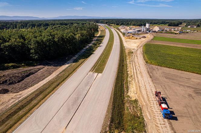 Plac budowy S1 Oświęcim - Dankowice w sierpniu 2024