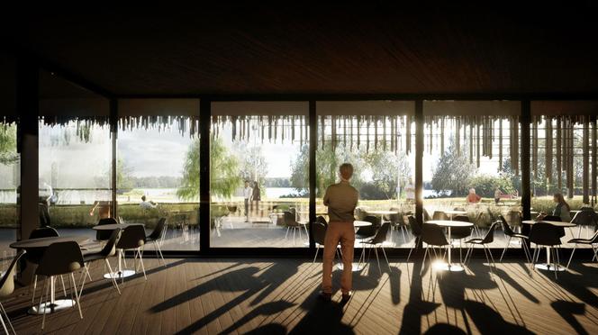 Nad jeziorem Paprocany w Tychach stanie nowy pawilon projektu biura RS+ Robert Skitek
