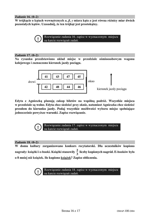 Egzamin ósmoklasisty 2020 - arkusz egzaminacyjny z matematyki