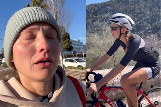 Zalana łzami Joanna Moro w pocie czoła haruje na Majorce. Wszystko przez rower z zapinanymi pedałami