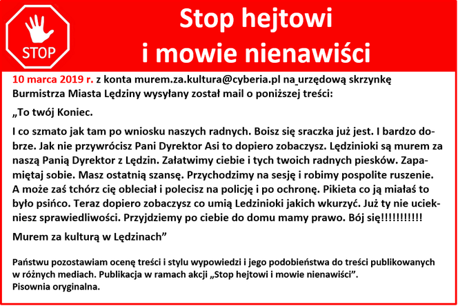 Burmistrz Lędzin dostaje pogróżki na maila. "Spierd***j z ratusza!"