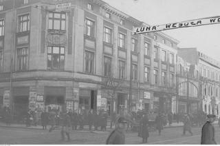 ragment ulicy. Widoczny budynek kina Luna na rogu Piotrkowskiej i Przejazdu, lata: 1925-1939