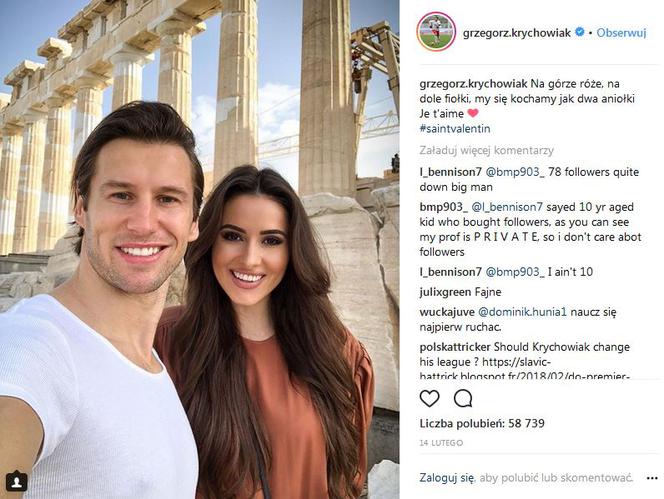 Grzegorz Krychowiak i Celia Jaunat