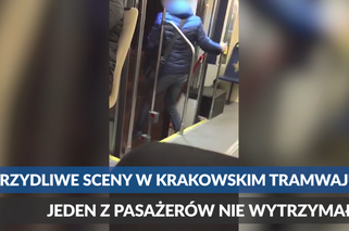 OBRZYDLIWE sceny w krakowskim tramwaju. Jeden z pasażerów NIE WYTRZYMAŁ! [WIDEO]