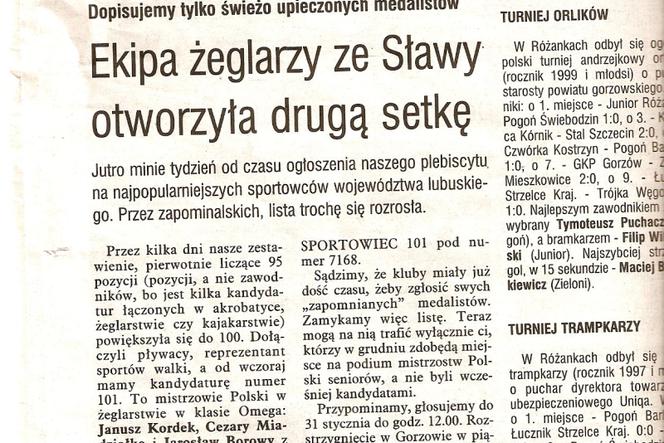 Wycinek tekstu z Gazety Lubuskiej.