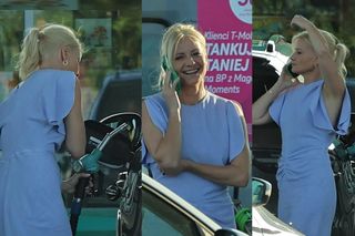 Czy to bezpieczne?! Małgorzata Kożuchowska jeździ wypasionym porsche w fantazyjnych butach z wielkim obcasem!