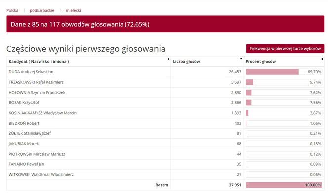 Wybory prezydenckie 2020: Jak głosowali mieszkańcy Podkarpacia