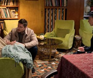 M jak miłość odc. 1849. Julia (Marta Chodorowska), Dima (Michaił Pszeniczny), Natalka (Dominika Suchecka)