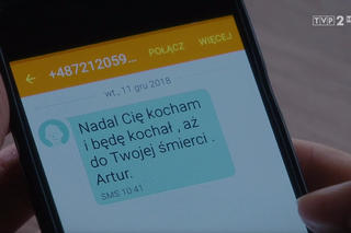 M jak miłość odcinek 1436, SMS od Artura (Tomasz Ciachorowski) do Izy (Adriana Kalska)