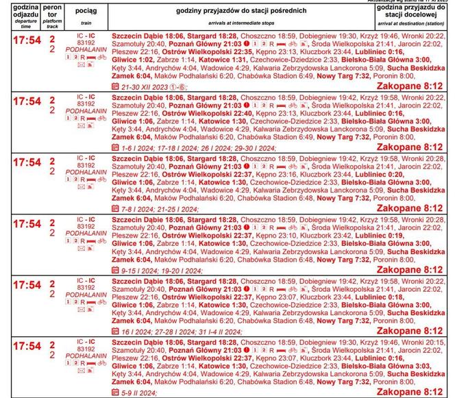 Rozkład jazdy PKP dla stacji Szczecin Główny 