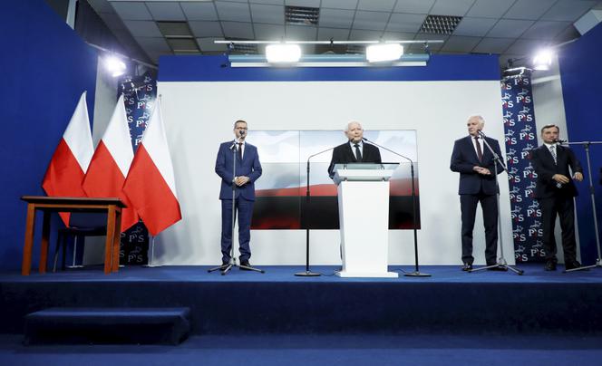 Premier Mateusz Morawiecki, Jarosław Kaczyński, Jarosław Gowin, Zbigniew Ziobro
