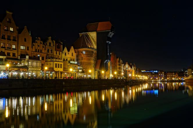 Piękny Gdańsk nocą