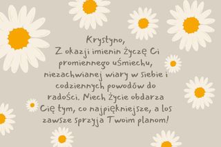Kartka z życzeniami na imieniny Krystyny