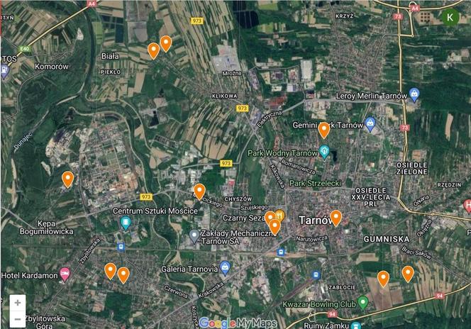 Mapa nieruchomości należących do Gminy Miasta Tarnowa