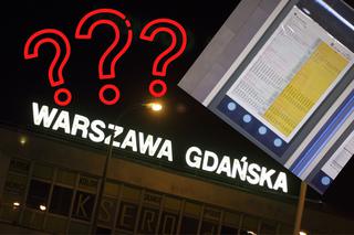 Ekrany zaklejone PAPIEROWYMI ROZKŁADAMI JAZDY - kuriozalna sytuacja na stacji Warszawa Gdańska