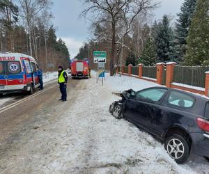 Wypadek w Wąchocku. Dostawczy bus zderzył się z osobówką