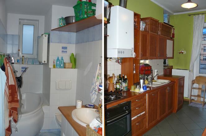 Zdjęcia kuchni i łazienki w kamienicy przed metamorfozą