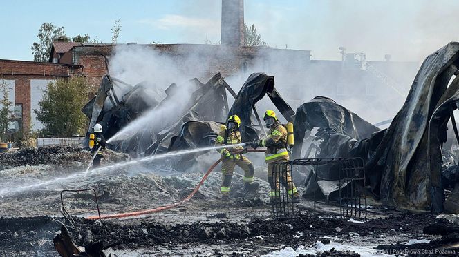 Pożar hali przemysłowej hurtowni zniczy przy ulicy Dojazd w Tarnowie