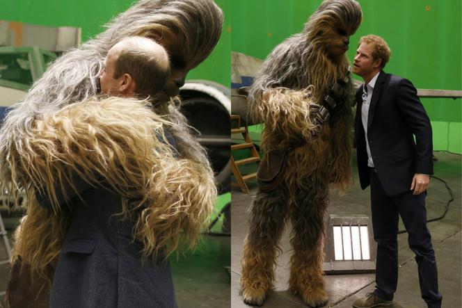 Książę WIlliam i Książę Harry z Chewbaccą