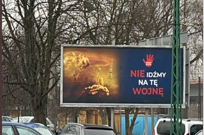 "Antywojenne" billboardy w Gliwicach