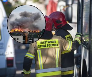 Ogromny pożar w Ząbkach. Płonie dach budynku, na miejscu służby