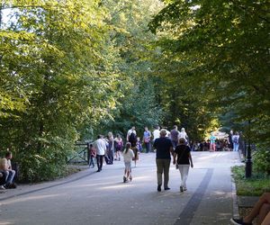 tłumy spokojnie spacerujących spacerowiczów w Pszczynie ZDJĘCIA