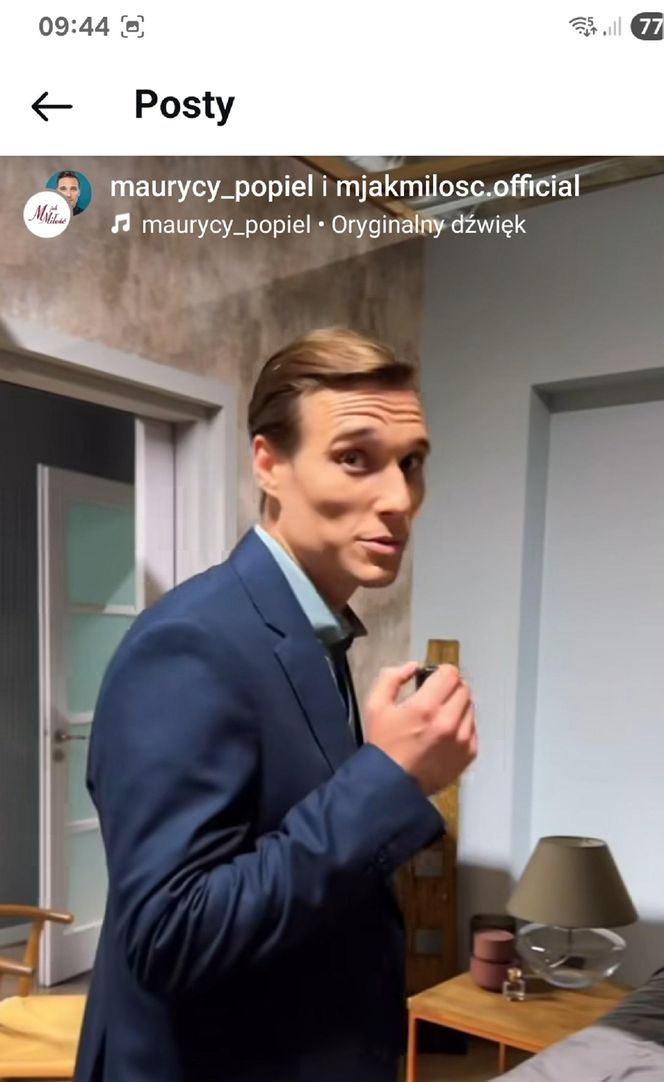 M jak miłość nowy sezon. Olek (Maurycy Popiel) na planie