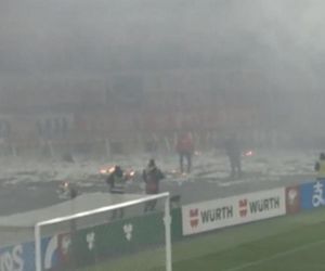 Gorąco na stadionie podczas meczu z Litwą! Zapłonęły serpentyny!