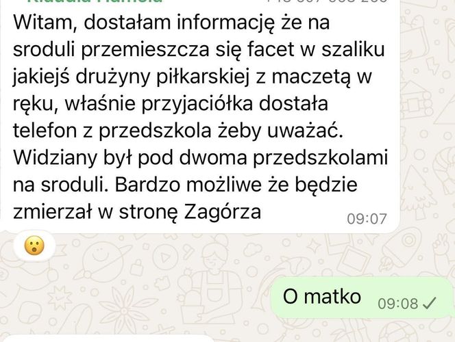 Niepokojące doniesienia mieszkańców Sosnowca: "Facet w barwach klubowych z maczetą". Oświadczenie policji