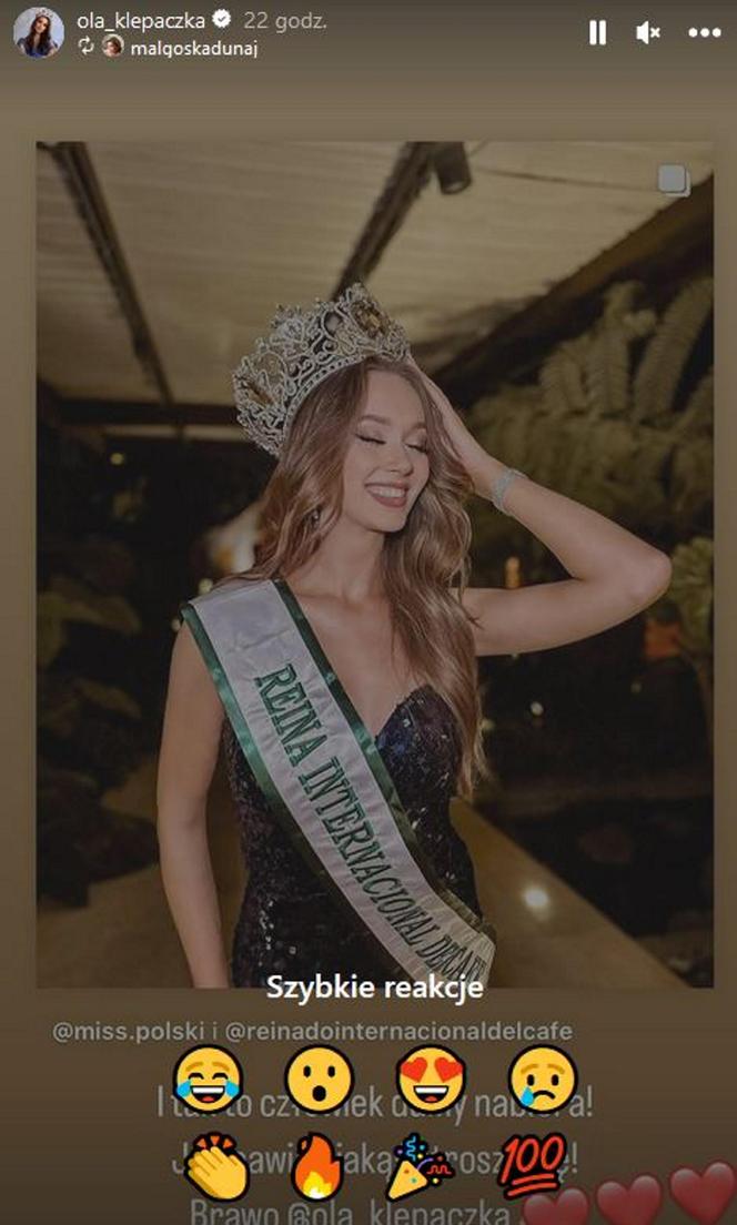 Miss Polski Aleksandra Klepaczka zwyciężyła w międzynarodowym konkursie piękności