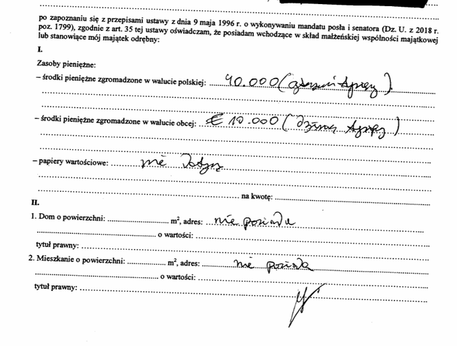 Oświadczenie majątkowe Janusza Korwin-Mikkego